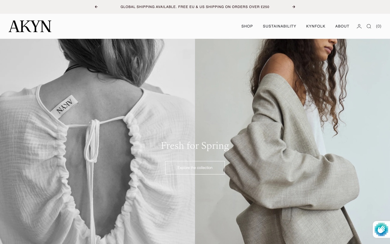 AKYN storefront home page