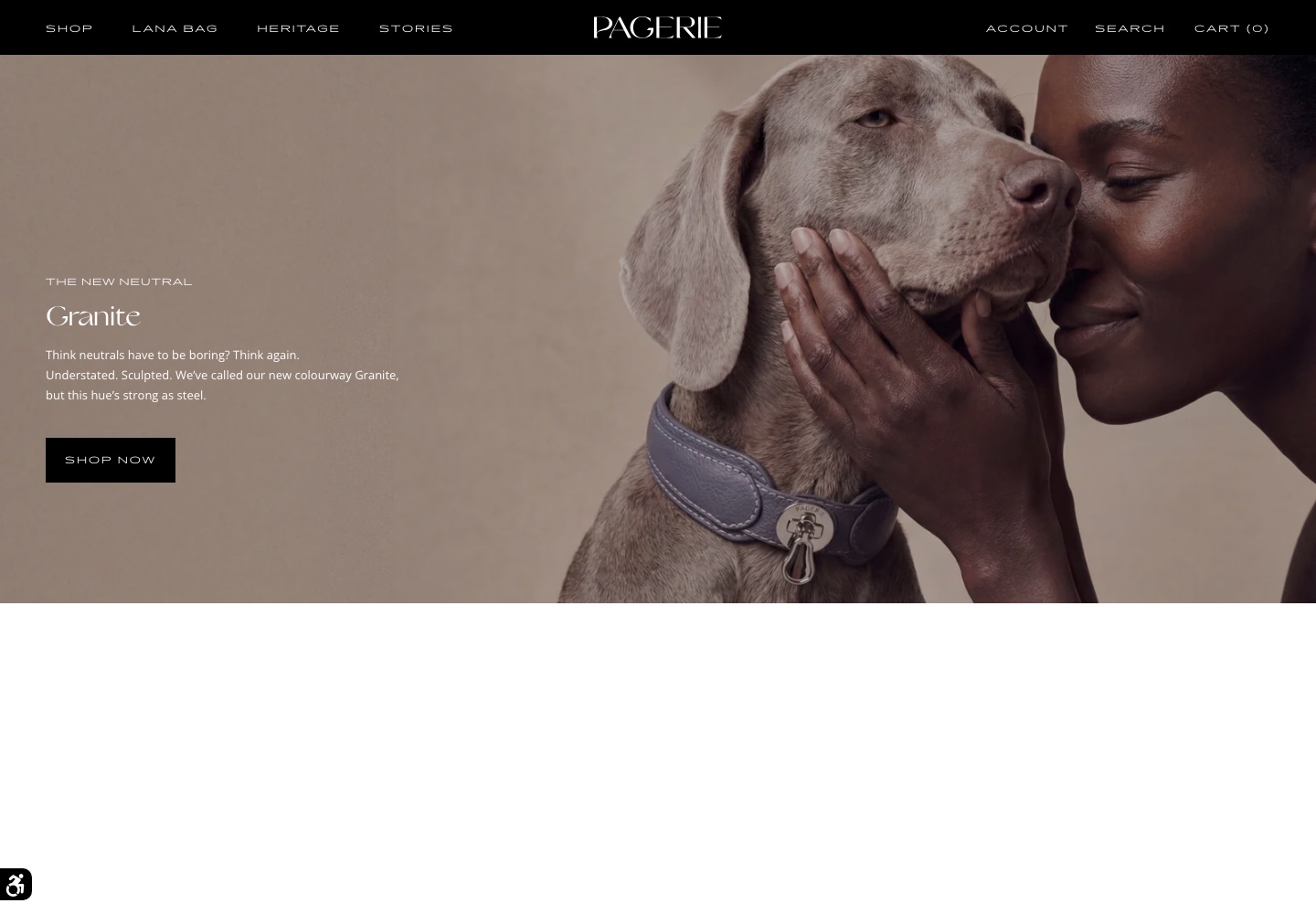 Pagerie storefront home page